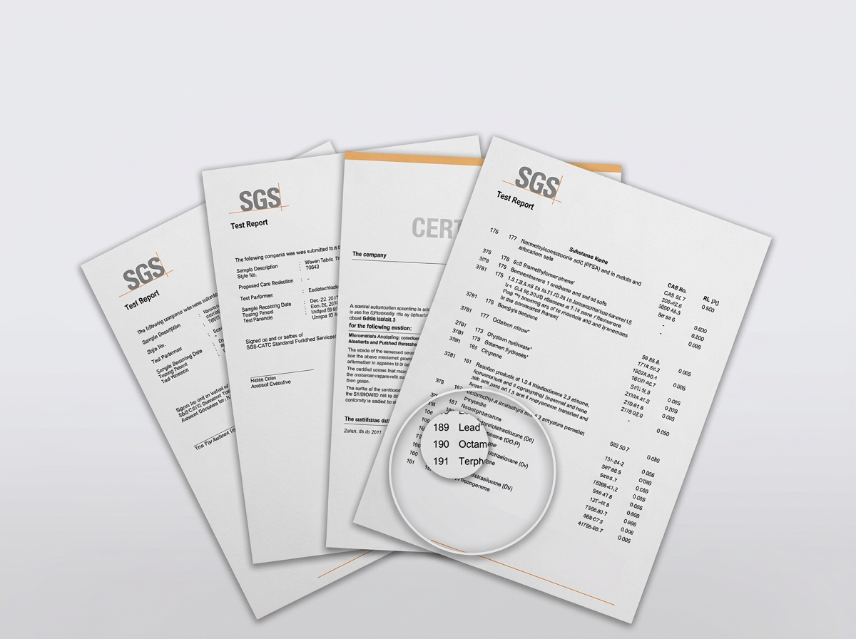 Third-party SGS test reports for our outdoor fabrics — batch reports shared during inquiry