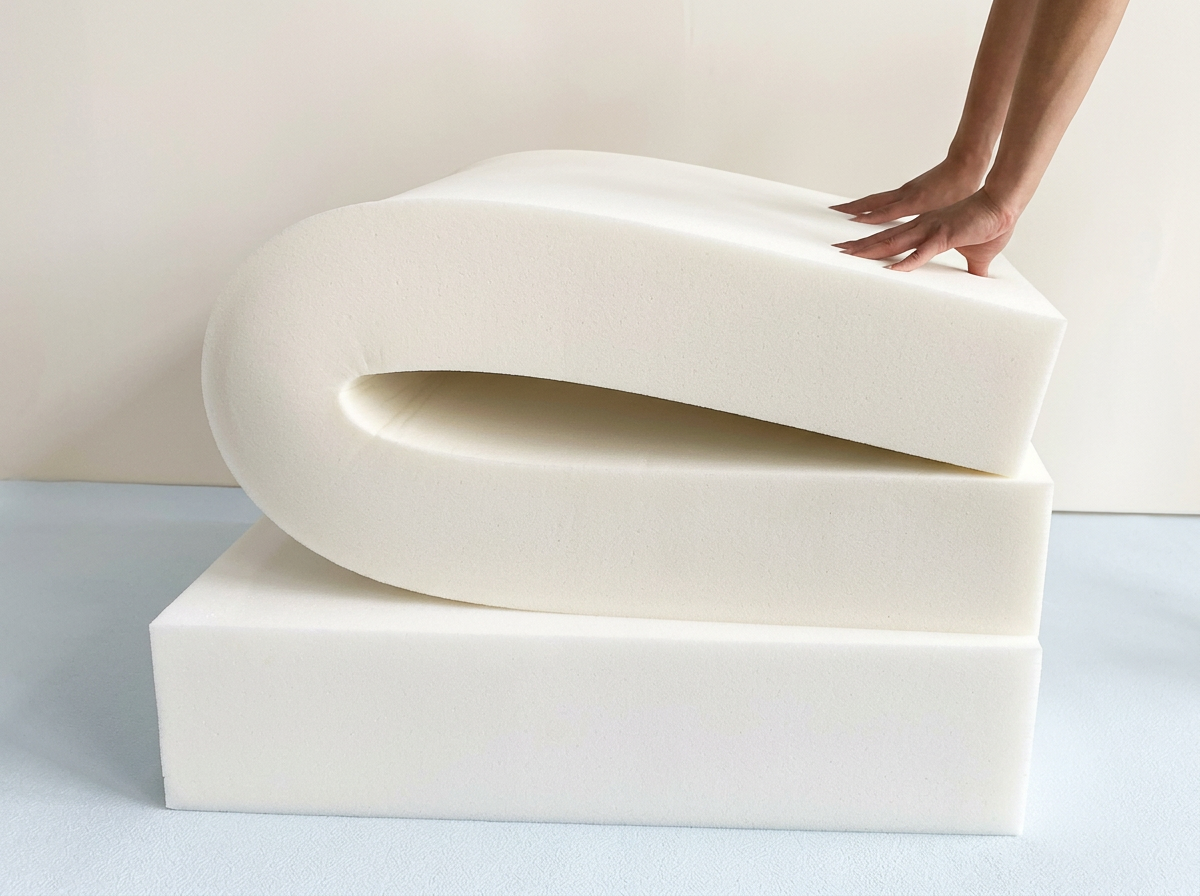 High-density high-resilience foam blocks with visible cell structure