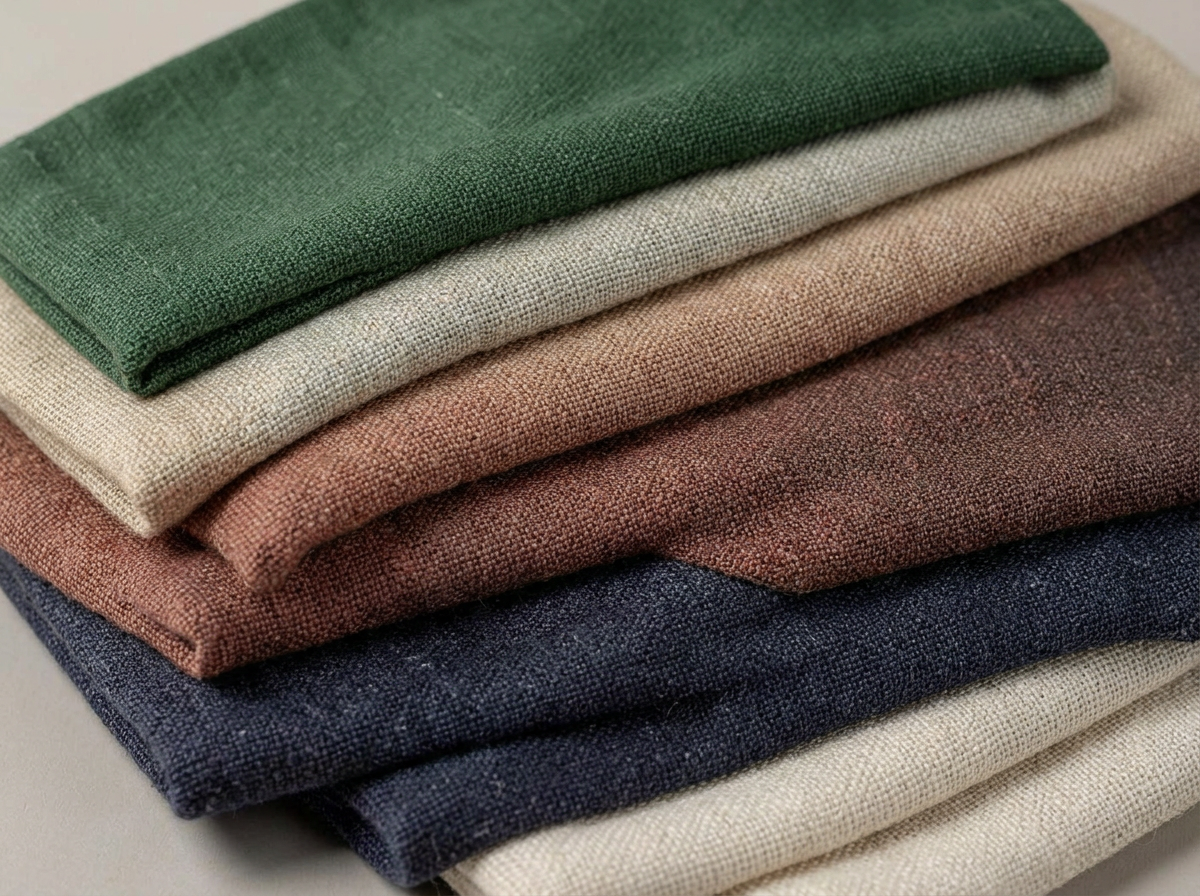 Solid-color solution-dyed outdoor fabric swatches